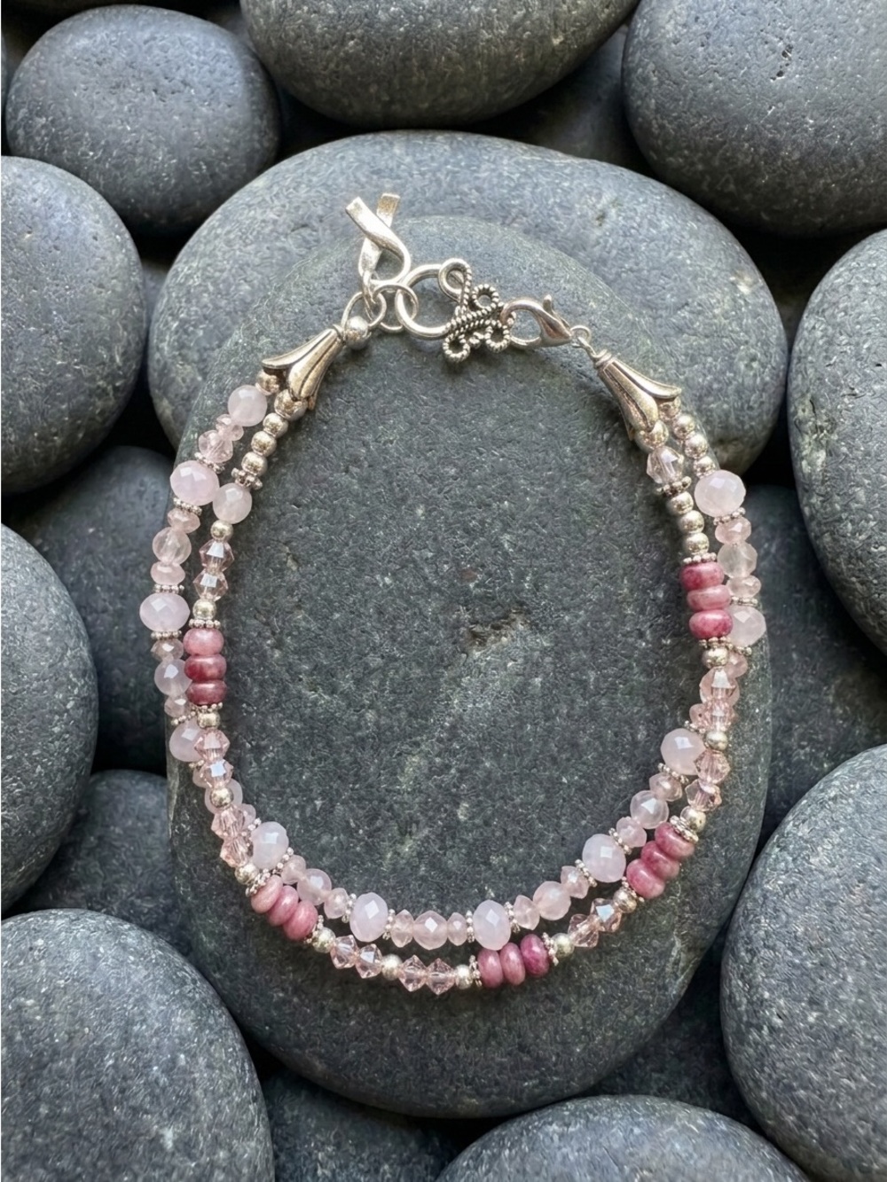 Pink Tourmaline & Rose Quartz Bracelet